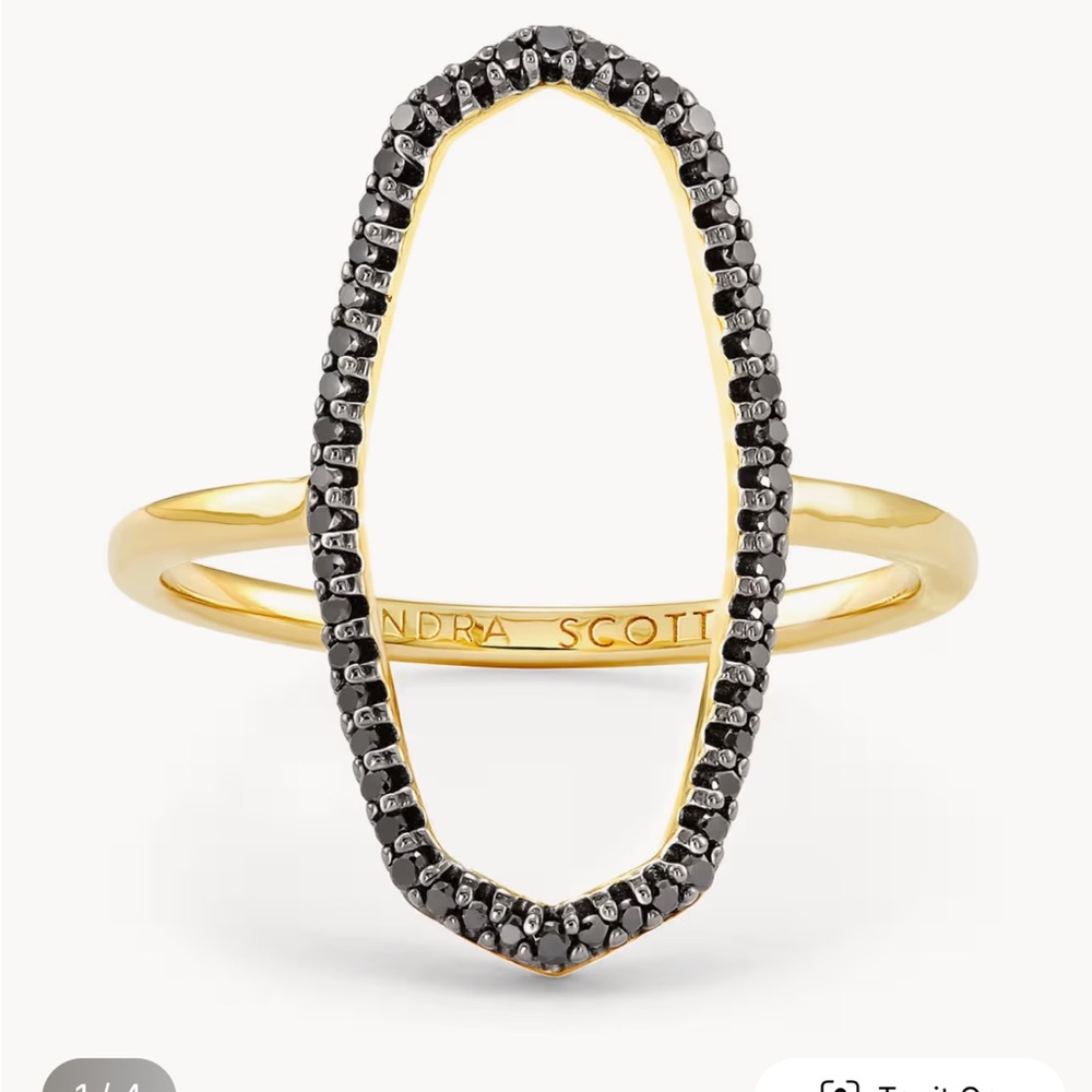 Kendra Scott Dani 14 k yellow gold with black diamond ring